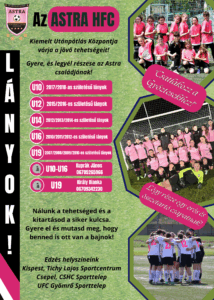 Toborzó, lány foci, női foci - Astra HFC